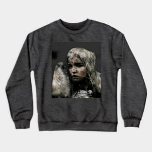 Beautiful girl, warrior with a shield, knight. Dark but beautiful. Yellow, green, white. Crewneck Sweatshirt